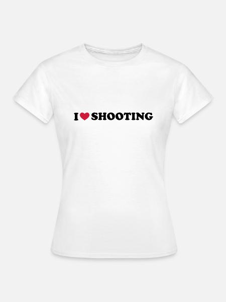 I Love Shooting - Frauen T-Shirt - Weiß
