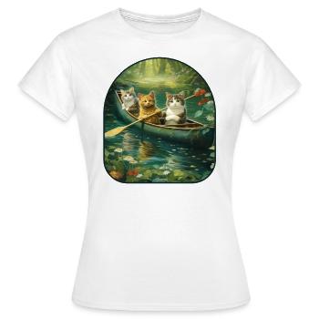 Balade en canoë chats pataugeant dans un champignon - T-shirt Femme - blanc - Devant - AI Model Female 172 dark (172cm)
