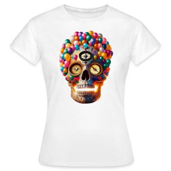 Fiesta Glow Skull T Shirt Albuquerque Ballon - T-shirt Femme - blanc - Devant - AI Model Female 172 dark (172cm)