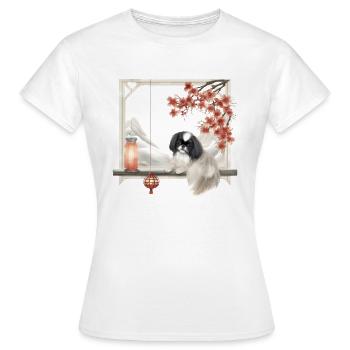 Japonais Chin Cottagecore Zen Window Hommes Femmes - T-shirt Femme - blanc - Devant - AI Model Female 172 dark (172cm)
