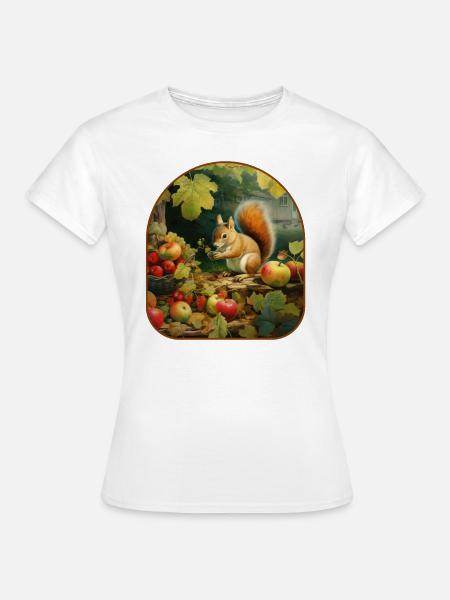 Frosch-Eichhörnchen-Apfel Erntezeit - Frauen T-Shirt - Weiß