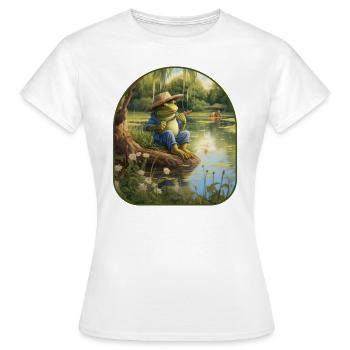 Cottagecore grenouille étang de pêche saules - T-shirt Femme - blanc - Devant - AI Model Female 172 dark (172cm)