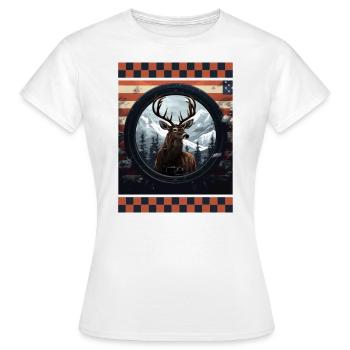 Scope Reticle Snow Camo American Flag Deer Target - Women's T-Shirt - white - Front - AI Model Female 172 dark (172cm)
