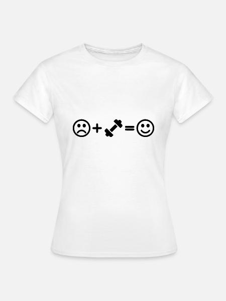 Hantel Smiley Kraftsport Gewichte Fitness - Frauen T-Shirt - Weiß