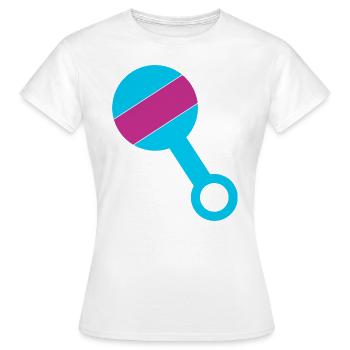 Baby Rassel Schwangerschaft Geschenk Kleinkind - Frauen T-Shirt - Weiß - Vorne - AI Model Female 172 dark (172cm)
