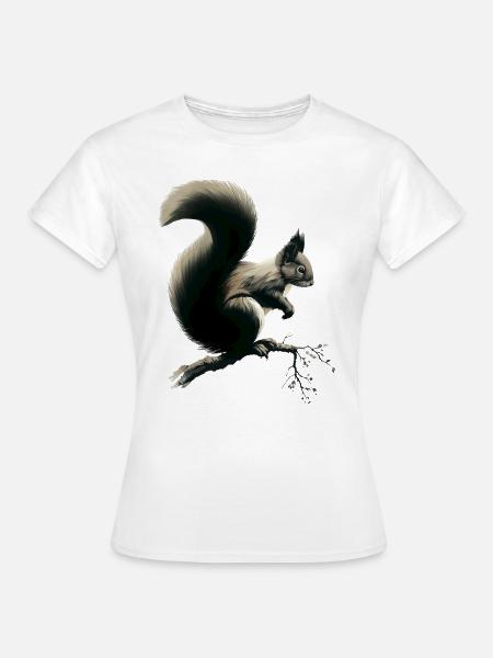 Eichhörnchen auf Ast - Frauen T-Shirt - Weiß