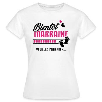 Bientôt marraine veuillez patienter - T-shirt Femme - blanc - Devant - AI Model Female 172 dark (172cm)