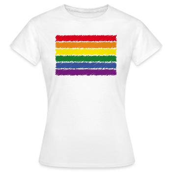 Drapeau arc-en-ciel (Gribouillage / 6er) - T-shirt Femme - blanc - Devant - AI Model Female 172 dark (172cm)