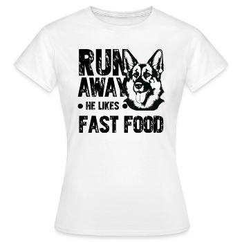 Run away, he likes fast food - Women's T-Shirt - white - Front - AI Model Female 172 dark (172cm)