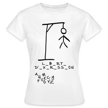Pendu - Liberté d'expression - T-shirt Femme - blanc - Devant - AI Model Female 172 dark (172cm)