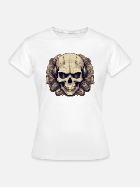 Bionic Schädel - Comic-Stil Logo - Frauen T-Shirt - Weiß