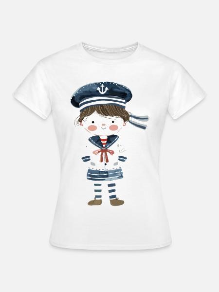 Seglerin Comic Look - Frauen T-Shirt - Weiß