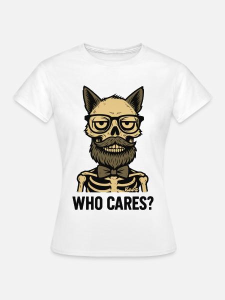 Totenkopf Katzen Mann mit Bart und Brille - Frauen T-Shirt - Weiß
