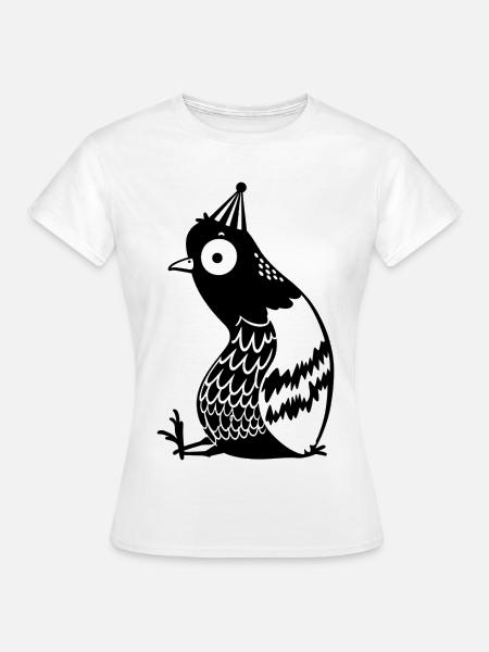 Linienvogel mit Partyhut - Frauen T-Shirt - Weiß