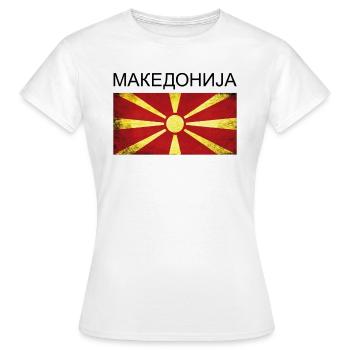 Macédoine Drapeau de la Macédoine Cadeau Makedonija - T-shirt Femme - blanc - Devant - AI Model Female 172 dark (172cm)