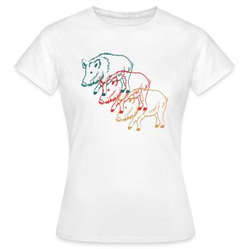 Trio von Wildschweinen Naturverbundenes Geschenk - Frauen T-Shirt - Weiß - Vorne - AI Model Female 172 dark (172cm)