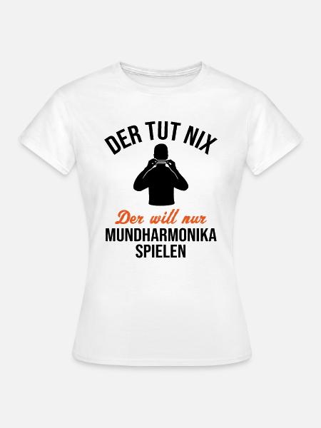 Friedliche Musikliebe Mundharmonika - Frauen T-Shirt - Weiß