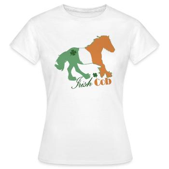 Irish Tinker Cob Flaggen Motiv - Frauen T-Shirt - Weiß - Vorne - AI Model Female 172 dark (172cm)
