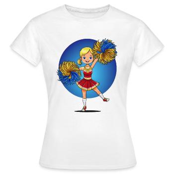 Cheerleading girl with pompoms doing cheerleading - Women's T-Shirt - white - Front - AI Model Female 172 dark (172cm)