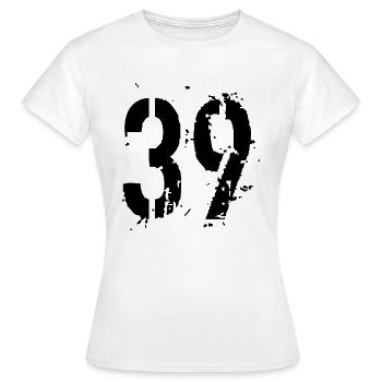39 Nombre 39 - T-shirt Femme - blanc - Devant - AI Model Female 172 dark (172cm)