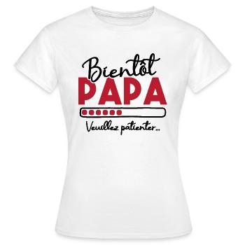 Bientôt papa veuillez patienter - T-shirt Femme - blanc - Devant - AI Model Female 172 dark (172cm)