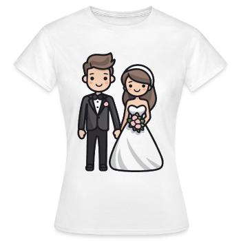 Newlyweds, Wedding, Bride, Groom - Women's T-Shirt - white - Front - AI Model Female 172 dark (172cm)