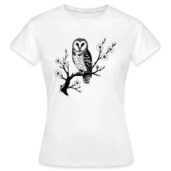 Mystische Eule – Elegantes Naturdesign - Frauen T-Shirt - Weiß - Vorne - AI Model Female 172 dark (172cm)
