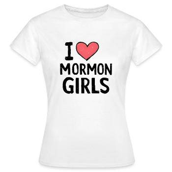 J’adore les filles mormones - T-shirt Femme - blanc - Devant - AI Model Female 172 dark (172cm)