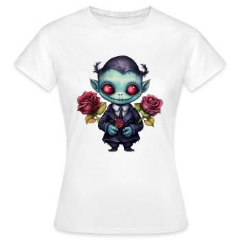 Funny vampire with roses - Women's T-Shirt - white - Front - AI Model Female 172 dark (172cm)