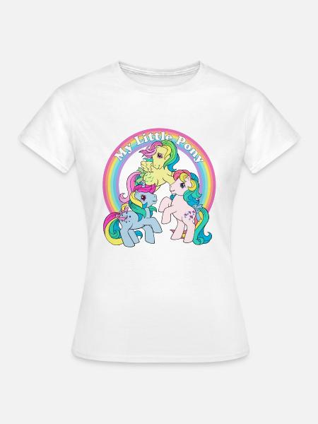 My Little Pony Retro Poneys Colorés Avec Rainbow - Dame-T-shirt - hvid