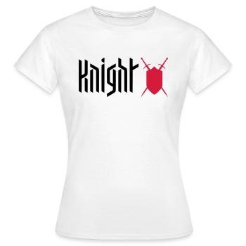 KNIGHT - SHIELD / SWORD - GAMING - Frauen T-Shirt - Weiß - Vorne - AI Model Female 172 dark (172cm)