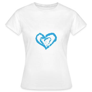 Tee-shirt coeur en coeur love love bleu - T-shirt Femme - blanc - Devant - AI Model Female 172 dark (172cm)