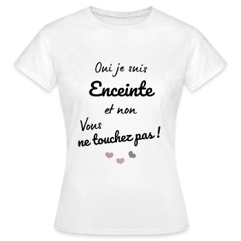 Oui je suis enceinte et non vous ne touchez pas ! - T-shirt Femme - blanc - Devant - AI Model Female 172 dark (172cm)