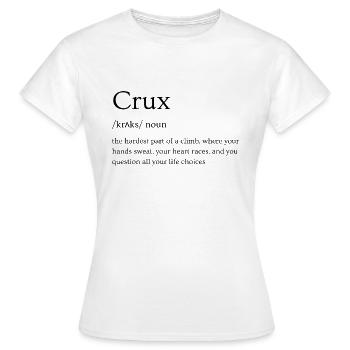 Definition of Crux (Climbing, Bouldering) - Women's T-Shirt - white - Front - AI Model Female 172 dark (172cm)