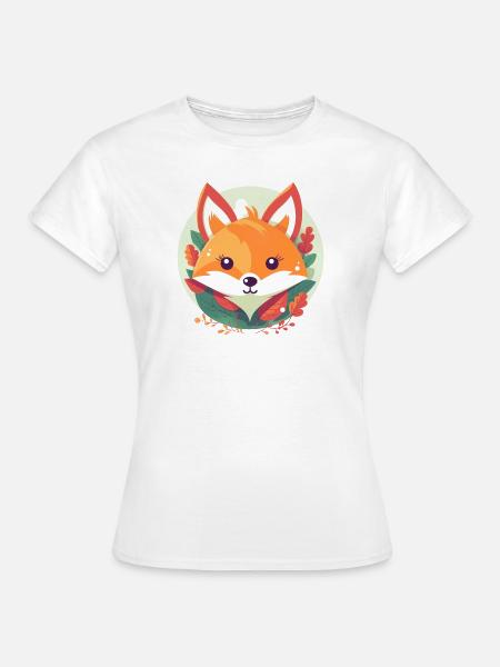 süßer fuchs mit Blättern - Frauen T-Shirt - Weiß