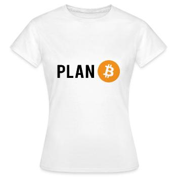 Plan B - Plan Bitcoin - T-shirt Femme - blanc - Devant - AI Model Female 172 dark (172cm)