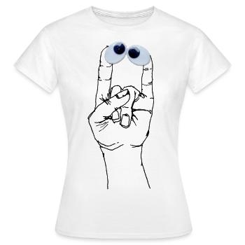 Mr Finger - le monstre fou qui louche - T-shirt Femme - blanc - Devant - AI Model Female 172 dark (172cm)