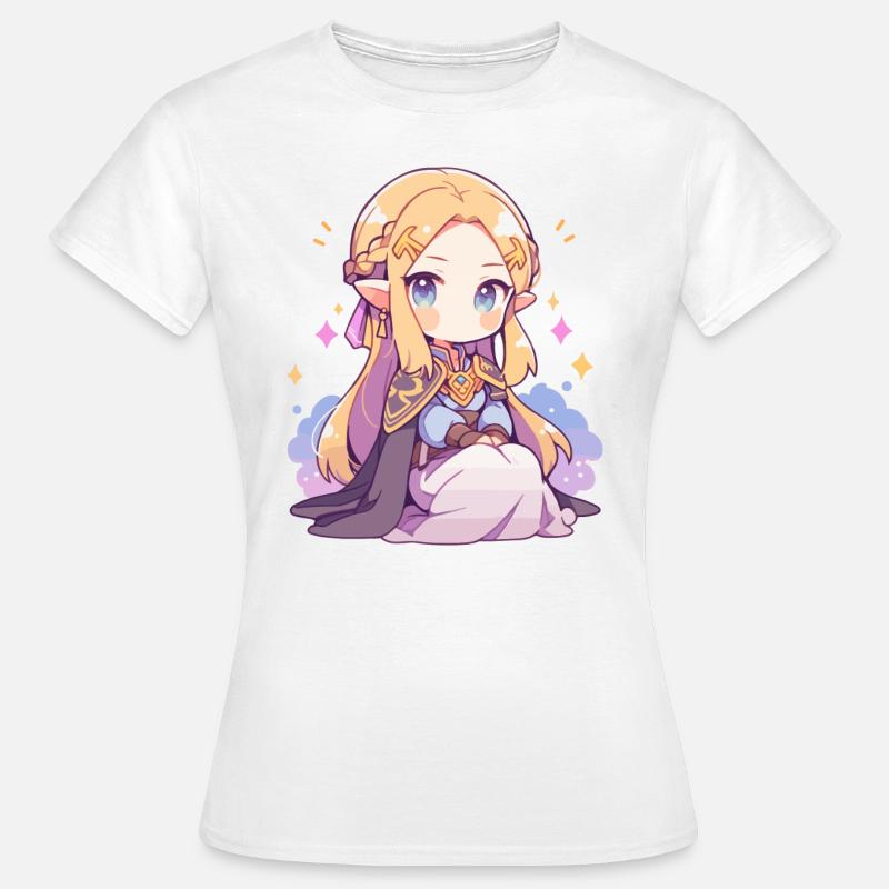 Söt Chibi prinsessa - söt sagodesign - T-shirt dam - vit