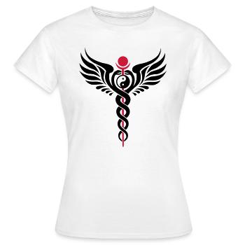 Caduceus, Yin Yang, Winged Serpent, Hermetic - Women's T-Shirt - white - Front - AI Model Female 172 dark (172cm)