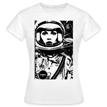 ASTRONAUTIN ASTRONAUT FRAU FRAUENPOWER STENCIL - Frauen T-Shirt - Weiß - Vorne - AI Model Female 172 dark (172cm)