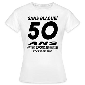 50 ans / anniversaire 50 ans / cadeaux 50 ans - T-shirt Femme - blanc - Devant - AI Model Female 172 dark (172cm)