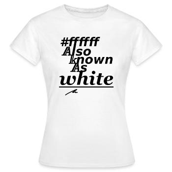 #ffffff, auch bekannt als weiß - Frauen T-Shirt - Weiß - Vorne - AI Model Female 172 dark (172cm)