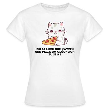 Katze isst Pizza - Frauen T-Shirt - Weiß - Vorne - AI Model Female 172 dark (172cm)