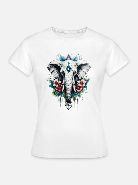 Elefant geometrisch - Frauen T-Shirt - Weiß