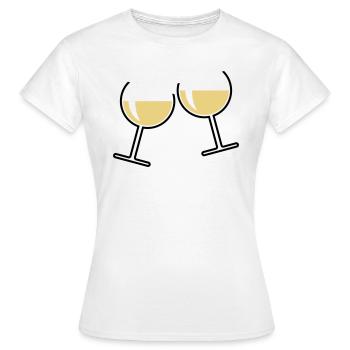2 verres à vin blanc (vin blanc / vin / rond ouvert 2C) - T-shirt Femme - blanc - Devant - AI Model Female 172 dark (172cm)
