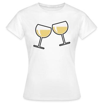 2 verres à vin blanc (vin blanc / vin / rond à / 2C) - T-shirt Femme - blanc - Devant - AI Model Female 172 dark (172cm)