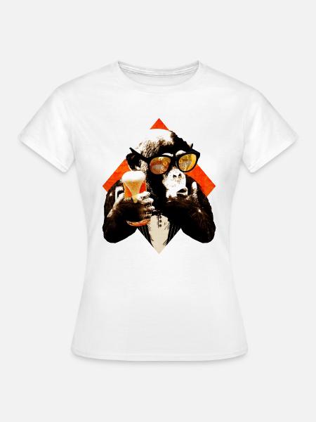 lustiger Bier Schimpanse - Frauen T-Shirt - Weiß
