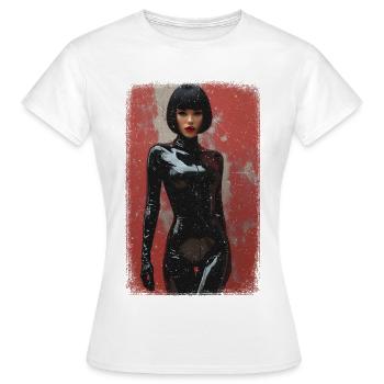 T-Shirt Noir Femme Distressed Edition - Frauen T-Shirt - Weiß - Vorne - AI Model Female 172 dark (172cm)