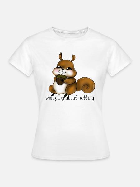 Kuscheliges Eichhörnchen mit Nuss - Frauen T-Shirt - Weiß