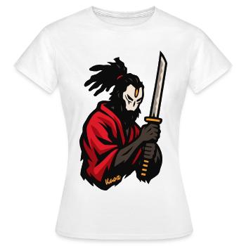 Roter Mantel Ninja Katana - Frauen T-Shirt - Weiß - Vorne - AI Model Female 172 dark (172cm)